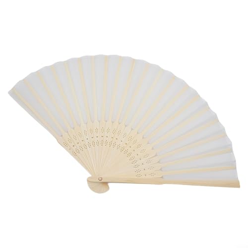 Handgefertigter chinesischer Stil, Seide, kleiner Faltfächer mit Holzrippen, einseitiges Design, tragbarer Ventilator für Sommer und dekorative Verwendung (Beige) von BlissfulAbode