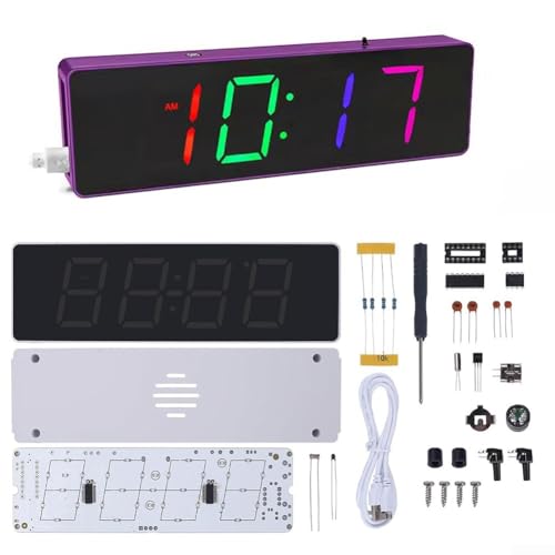 Interaktiv für DIY-Projekte, bunte RGB-Digitaluhr, Montageset mit umfassender Anleitung für einfache Konstruktion (lila) von BlissfulAbode