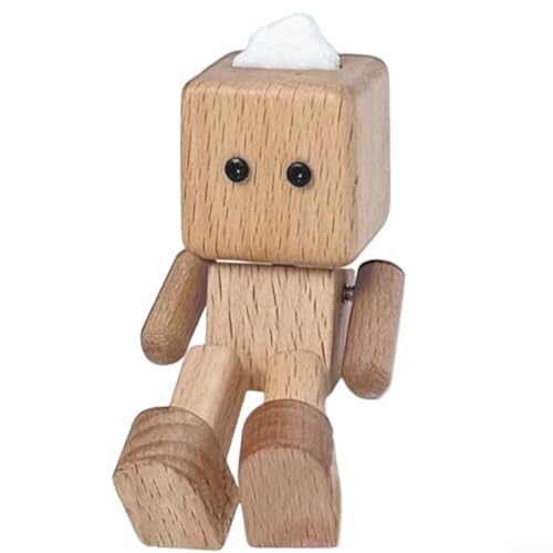 Interaktive Holzfigur zum Schütteln von Männern, handgefertigt für Schreibtisch und Auto, verspielte Schaukel-Holzpuppe, die skurrile Bewegung zu Büro- oder Fahrzeuginnenräumen hinzufügt, (B) von BlissfulAbode