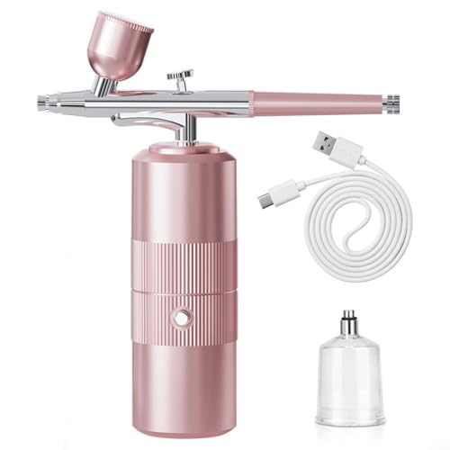 Kabelloser Farbsprüher Set Handheld Airbrush Sprühgerät Kabellos Tragbares Airbrush Kit Kabellos mit 0.3mm Düse für Auto Motorrad Lackierung Nageldesign 3 Behälter Größen(Pink) von BlissfulAbode