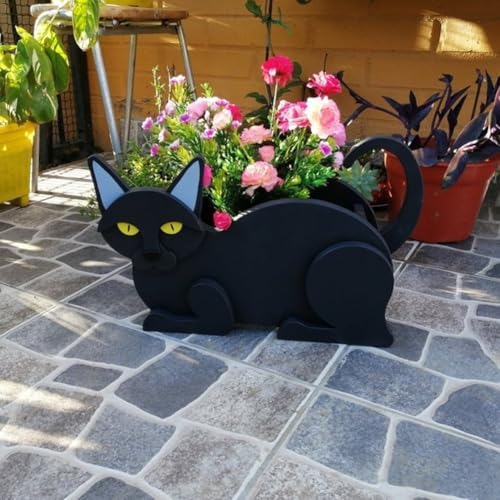 Kreativer Blumentopf mit siamesischer Katze, Kunstharz, als schöner Akzent in jedem Raum oder Außenbereich (schwarze Katze) von BlissfulAbode