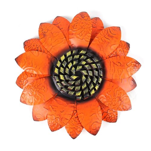 Kunstvolle Schmiedeeiserne Blume Wandornament Sonnenblume Stil für Heimdekoration (orange) von BlissfulAbode