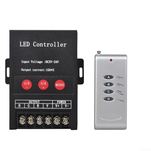 LED-Controller für LED-Streifen und flexible Beleuchtung mit Ferndimmer, unterstützt DC 5 V 24 V, mit mehreren Beleuchtungsmodi und einstellbarer Helligkeit für Umgebungsbeleuchtung von BlissfulAbode