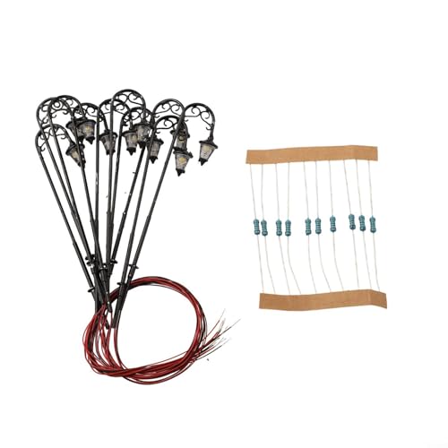 LED-Laternen für H0 Gauge 187 Modellbausätze, 3 V, warmweißes Licht mit Widerständen, 10 Stück LED-Laternen für H0 Gauge 187 Modellbausätze, 3 V, warmweißes Licht mit Widerständen, 10 Stück von BlissfulAbode
