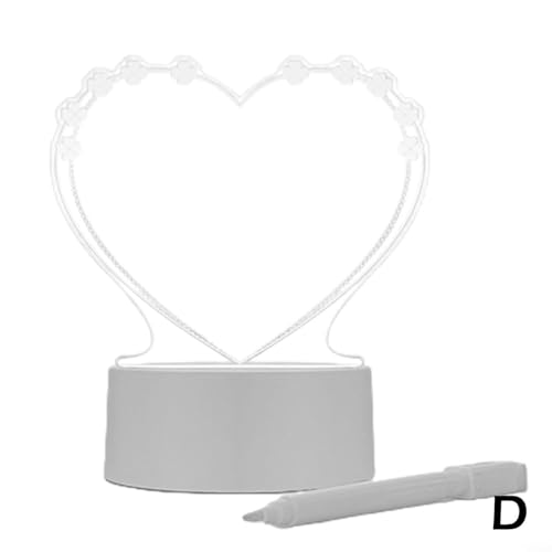 LED USB Message Board Stilvolles Nachtlicht mit Acryltafel und Schreibstift für Zuhause (Herzform) von BlissfulAbode