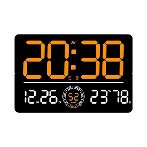 LED-Wanduhr mit einstellbarer Helligkeit und Timer-Funktionen, geeignet zum Kochen oder Trainieren (Orange) von BlissfulAbode