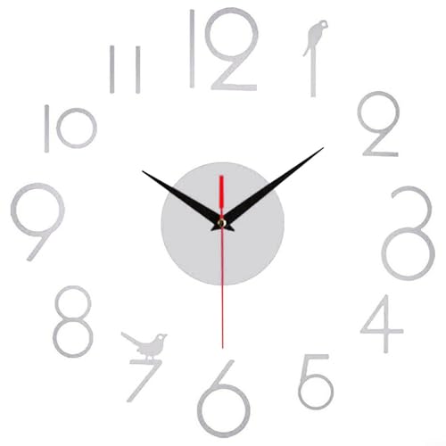 Leise 3D Rahmenlose Wanduhr für Wohnkultur Anpassbare Zahlen Wandaufkleber DIY Design (Silber) von BlissfulAbode