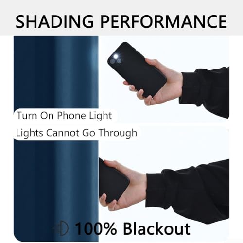 Lichtblockierender Thermovorhang für Schlafzimmer und Wohnzimmer für Energieeffizienz (Blau) von BlissfulAbode