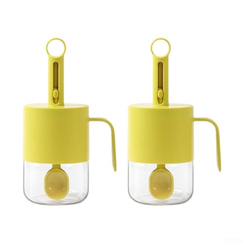 Luftdichtes Gewürzglas aus Glas mit einziehbarem Löffeldeckel und Silikondichtung für einfache Dosierung und organisierte Aufbewahrung in der Küche (gelb) von BlissfulAbode