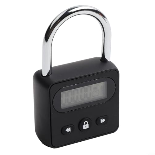 Metall Timer Schloss LCD Display Spritzwassergeschützt Elektronische Zeit Vorhängeschloss USB Wiederaufladbar Smart Chip 999 Stunden Automatische Entsperrung Sound Alarm Geeignet für Selbststeuerung von BlissfulAbode