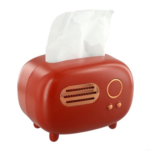 Moderne Taschentuchbox mit Radio-Modell, praktischer Schreibtisch-Halter für Feuchttücher (rot) von BlissfulAbode