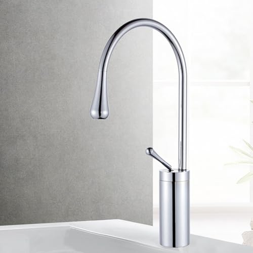 Moderner Badezimmer-Wasserhahn mit Deckhalterung für stilvolles Mischen von heißem und kaltem Wasser (Silber S) von BlissfulAbode