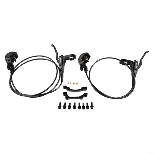 Mountainbike Hydraulisches Bremsen-Set mit 4 Kolben Scheibenbremsen für zuverlässige Kontrolle auf Trails und Stadtstraßen (Schwarz) von BlissfulAbode