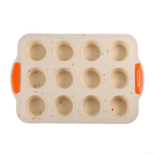 Muffinform aus Silikon mit 12 Mulden, ideal zum Backen von Mini-Muffins, Frittatas und Torten, flexibel und leicht zu lösen (Beige) von BlissfulAbode