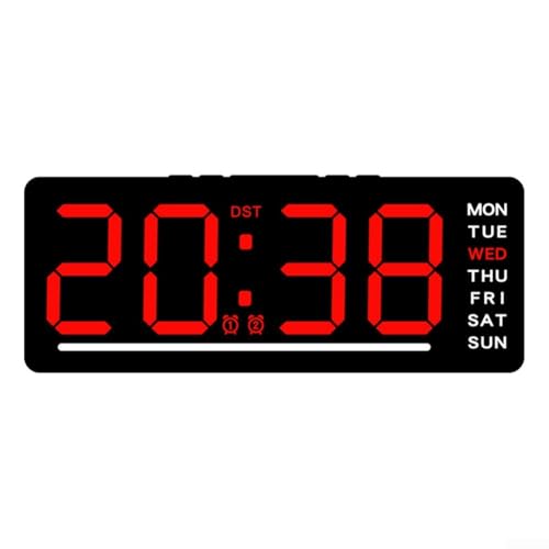 Multifunktionale elektronische Wanduhr, großes Display mit Temperatur- und Countdown-Funktionen für jeden Raum (rot) von BlissfulAbode