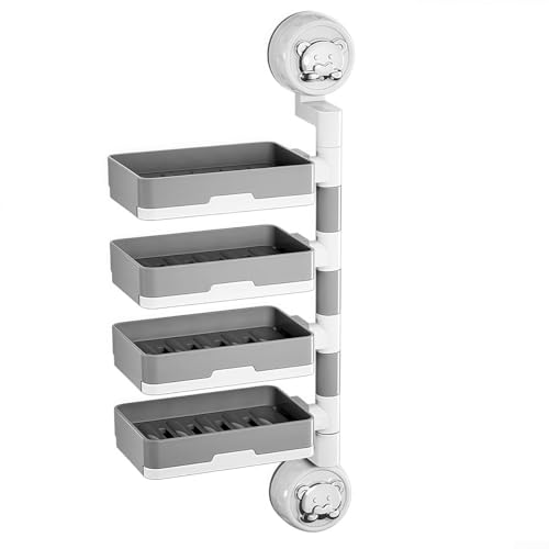 Multifunktionaler Seifenhalter mit Drainage-Design, platzsparende Saugnapfablage (4 Ebenen) von BlissfulAbode