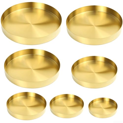 Multifunktionales dekoratives Tablett zum Servieren von Schmuck und Snacks, Edelstahl-Organizer (14 cm) von BlissfulAbode