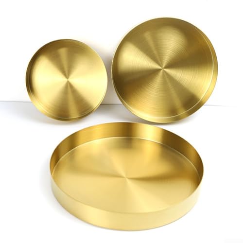 Multifunktionales dekoratives Tablett zum Servieren von Schmuck und Snacks, Edelstahl-Organizer (32 cm) von BlissfulAbode