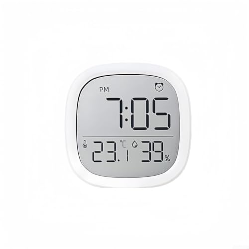 Multifunktions-Thermometer, Hygrometer, Desktop-Digitaluhr, magnetischer Wecker, digitales Thermometer und Hygrometer-Uhr für bequeme Platzierung (weiß) von BlissfulAbode