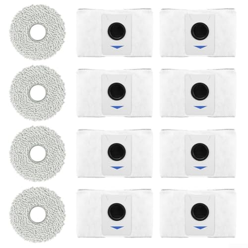 Optimale Reinigung PerFor Formance mit 8 Ersatz-Staubbeuteln & 4 Wischtüchern für Deebot Modelle (Grau) von BlissfulAbode