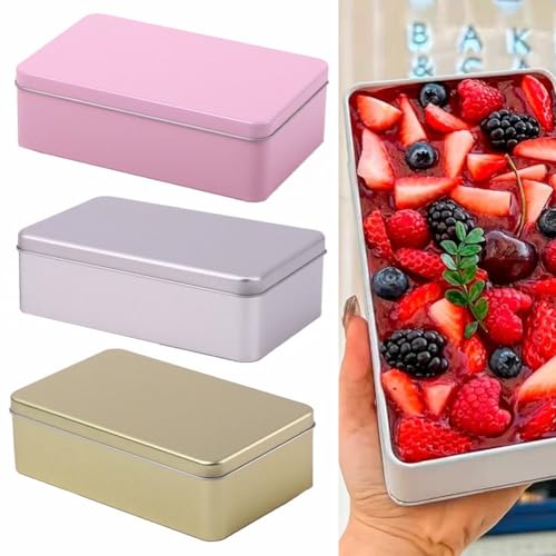 Organize with Style Aufbewahrungsdosen aus Metall, rechteckig, für Süßigkeiten und Schmuck, silberfarben, 2 Stück von BlissfulAbode