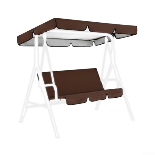 Outdoor Gartenschaukel Abdeckung Set 3-Sitzer Wasserdicht Baldachin mit Sitzbezug, 190T Polyester Konstruktion Schaukel Baldachin Abdeckung Set für Outdoor Haltbarkeit (Kaffee) von BlissfulAbode