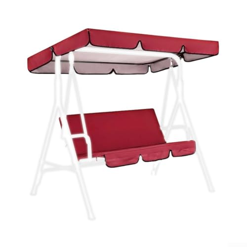 Outdoor Gartenschaukel Abdeckung Set 3-Sitzer Wasserdicht Baldachin mit Sitzbezug, 190T Polyester Konstruktion Schaukel Baldachin Abdeckung Set für Outdoor Haltbarkeit (rot) von BlissfulAbode