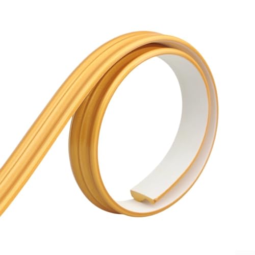 PVC-Wandpaneele mit Spiegeldekorrahmen, Selbstkantenleiste für einfache Wandanwendung, geeignet für TV-Hintergrund, Deckenlinien und Badezimmerspiegeldekoration (Gold) von BlissfulAbode