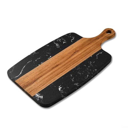 Praktisches Schneidebrett aus Holz mit Kunstmarmor, leicht zu reinigen nach Gebrauch in der Küche (schwarz) von BlissfulAbode