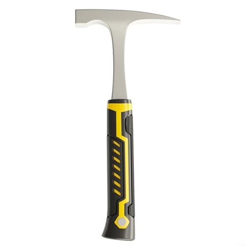 Rock Pick Hammer, 45 Stahl Geologischer Hammer mit rutschfestem Griff, gesenkgeschmiedeter Geologie-Ziegel, Fossil-Mauerwerkhammer mit spitzer Spitze und stoßdämpfendem Griff für Bergbau (B) von BlissfulAbode
