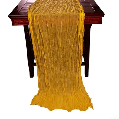 Romantischer Gaze-Tischläufer für elegante Feiern, weicher Stoff für Hochzeiten, Partys und Vitrinen (Gelb) von BlissfulAbode