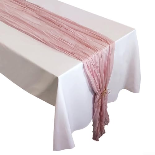 Romantischer Gaze-Tischläufer für elegante Feiern, weicher Stoff für Hochzeiten, Partys und Vitrinen (Rosa) von BlissfulAbode