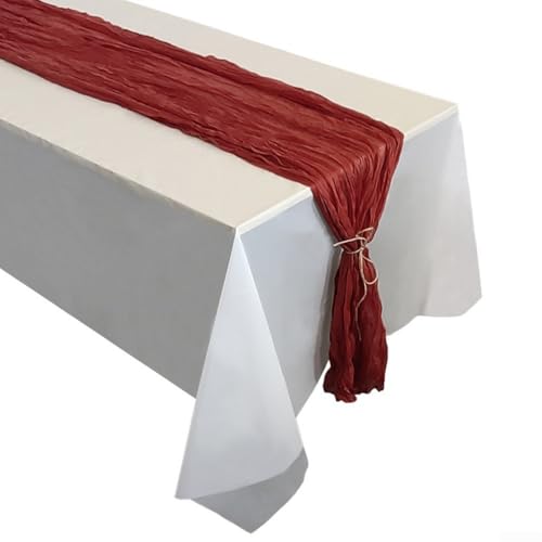 Romantischer Gaze-Tischläufer für elegante Feiern, weicher Stoff für Hochzeiten, Partys und Vitrinen (Weinrot) von BlissfulAbode