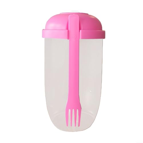 Salatmischer-Behälter mit Gabel und Dressingfach, perfekt für Mittagessen oder Snacks, 1000 ml (Rosa) von BlissfulAbode