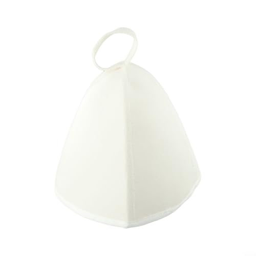 Saunahut aus Wollfilz bietet Hitzeschutz und Komfort bei ausgedehnter Sauna (weiß (seitlich)) von BlissfulAbode