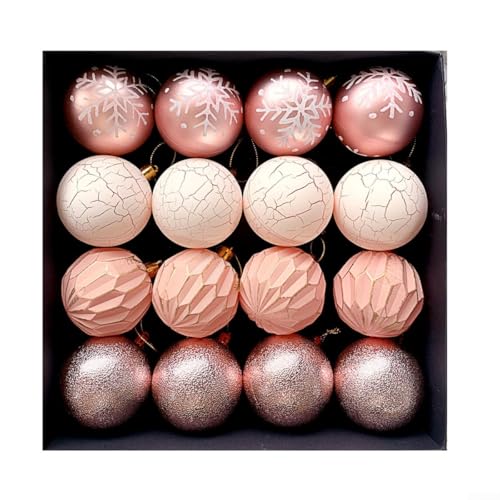 Schaffen Sie einfach eine festliche Atmosphäre mit diesem Set aus 16 bunten Weihnachtskugeln (Roségold) von BlissfulAbode