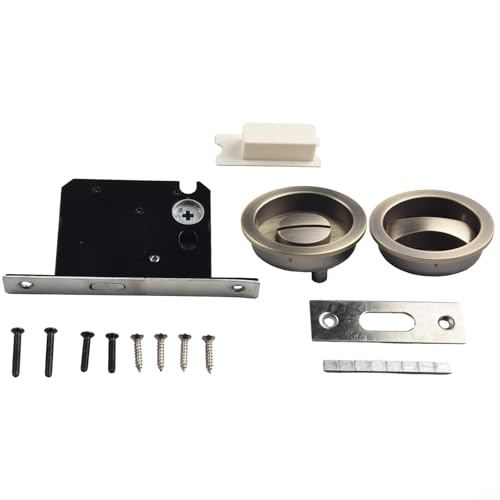 Schiebetürschloss mit Hakenriegel für 35 50 mm dicke Türen, einfache Bedienung und Installation (Bronze) von BlissfulAbode