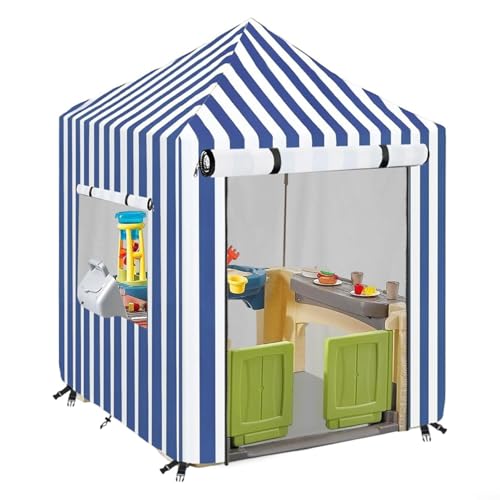 Schützende Holz-Spielhaus-Abdeckung für Outdoor-Kinder mit wasserdichtem Material, Sonne und verstellbaren Befestigungsgurten für Stabilität (blau) von BlissfulAbode