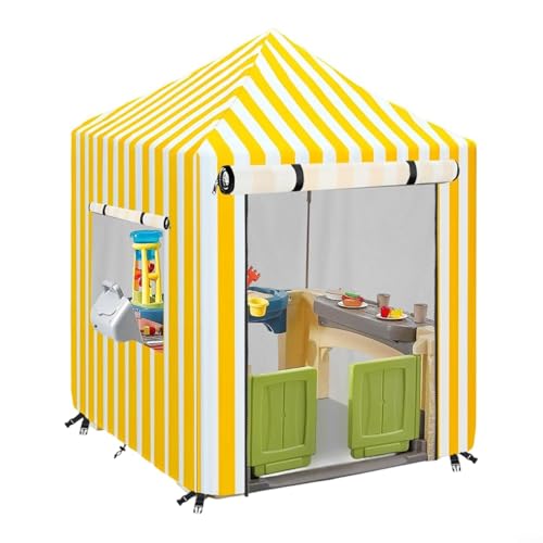 Schutzhülle für Spielhaus aus Holz für Outdoor-Kinder mit wasserdichtem Material, Sonne und verstellbaren Befestigungsgurten für Stabilität (gelb) von BlissfulAbode
