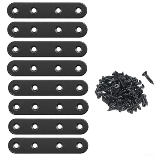 Schwarze flache Halterungen mit Schrauben für langlebige Möbelreparatur, für Tische, Schränke und Regale (36 Stück) von BlissfulAbode