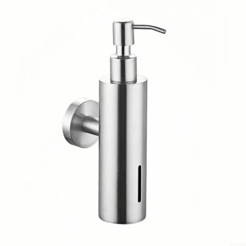Seifenspender Pumpflasche mit Wandhalterung und Edelstahlmaterial für effizienten Seifeneinsatz in Bad und Küche (Silber) von BlissfulAbode