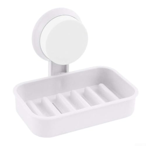 Selbstentleerender Seifenhalter für Badezimmer, mühelose Installation auf glatten Oberflächen (weiß) von BlissfulAbode