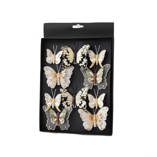 Set mit 10 hohlen Schmetterlings-Weihnachtsbaum-Ornamenten mit Glitzer für saisonale und Feiertags-Heimdekoration (Gold) von BlissfulAbode