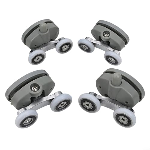 Set mit 4 verstellbaren Doppel-Schmetterling-Duschtürrollen für oben und unten, Schiebetüren, 19/23/25/27 mm Durchmesser, passend für Duschtüren mit Glasstärke 4 6 mm (19 mm) von BlissfulAbode