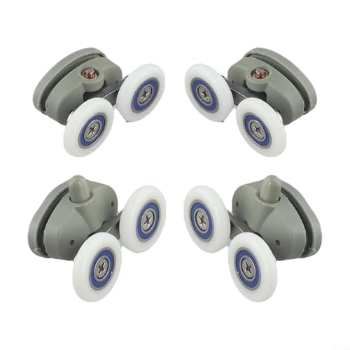 Set mit 4 verstellbaren Doppelrollen für Duschtüren oben und unten, Schiebetüren, 19/23/25/27 mm Durchmesser, passend für Duschtüren mit Glasstärke 4 6 mm (27 mm) von BlissfulAbode