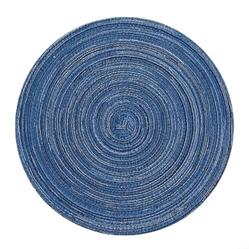 Set mit 6 handgefertigten runden Tischsets, 30 cm, Baumwollgarn in stilvollem Design, perfekt für Esstische (blau) von BlissfulAbode