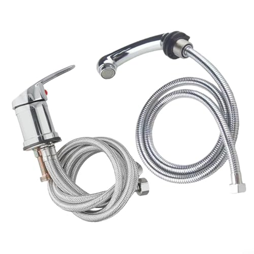 Shampoo-Bett-Wasserhahn, Legierung, Chrom, Einhebel-Mischbatterie mit ausziehbarem 120 cm Schlauch, Handbrause für Shampoo-Stuhl, umgekehrtes Waschbecken und Salon-Haarwäsche Shampoo-Bett-Wasserhahn, Legierung, Chrom, Einhebel-Mischbatterie mit ausziehbarem 120 cm Schlauch, Handbrause für Shampoo-Stuhl, umgekehrtes Waschbecken und Salon-Haarwäsche von BlissfulAbode