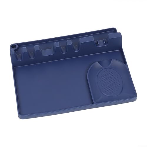 Silikon-Löffel- und Pfannenablage mit eingebauter Abtropfschale, hält Ihren Kochbereich sauber und organisiert mühelos (blau) von BlissfulAbode