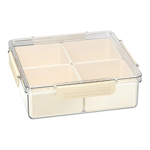 Snackbox mit geteiltem Serviertablett und mehreren Fächern für Süßigkeiten, Nüsse, Kekse, Obst, Buffet, Partys und Outdoor geeignet (Milchweiß - Quadratisch) von BlissfulAbode