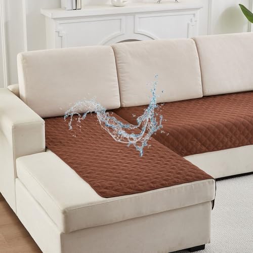 Sofaschutz, wasserdicht, schützt vor schmutzigen Krallen und versehentlichem Verschütten, mit rutschfester Unterseite, Kaffeefarben von BlissfulAbode
